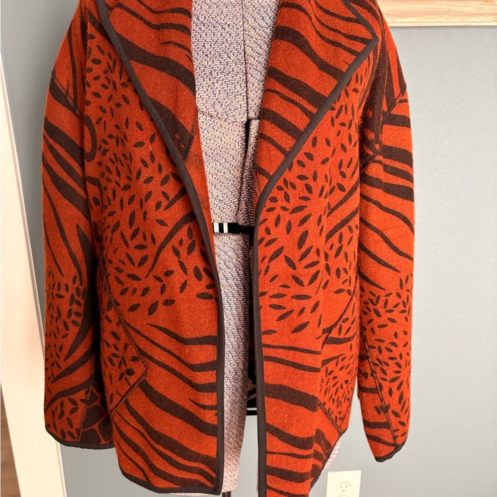 Vintage Women's Tiger Striped Patterned Open Front Coatigan